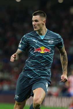 RB Leipzig takımından Benjamin Sesko UEFA Şampiyonlar Ligi Faz MD1 maçı sırasında Madrid 'de ve RB Leipzig' de 19 Eylül 2024 tarihinde Madrid, İspanya 'da