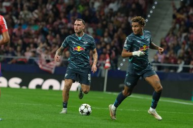RB Leipzig 'den David Raum UEFA Şampiyonlar Ligi Faz MD1 maçı sırasında Madrid' de ve RB Leipzig Estadio Metropolitano 'da 19 Eylül 2024 tarihinde İspanya' nın Madrid kentinde