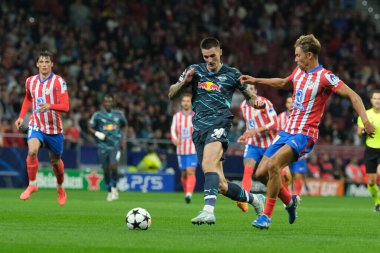 RB Leipzig takımından Benjamin Sesko UEFA Şampiyonlar Ligi Faz MD1 maçı sırasında Madrid 'de ve RB Leipzig' de 19 Eylül 2024 tarihinde Madrid, İspanya 'da
