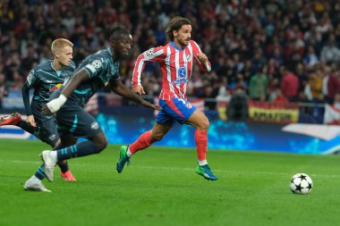 UEFA Şampiyonlar Ligi Faz MD1 karşılaşmasında Atletico de Madrid 'den Antoine Griezmann ve Estadio Metropolitano' dan RB Leipzig 19 Eylül 2024 'te İspanya' nın Madrid kentinde oynanan karşılaşmada