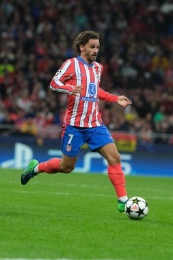 UEFA Şampiyonlar Ligi Faz MD1 karşılaşmasında Atletico de Madrid 'den Antoine Griezmann ve Estadio Metropolitano' dan RB Leipzig 19 Eylül 2024 'te İspanya' nın Madrid kentinde oynanan karşılaşmada