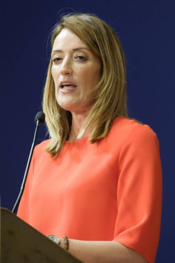 The president of the Parliament Roberta Metsolao during the FAES Campus 2024 at the Hotel Petit Palace Savoy Alfonso XII on September 26 2024 in Madrid Spain clipart