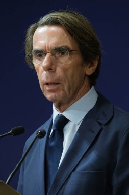 Eski Başbakan Jose Maria Aznar, FAES 2024 Kampüsü sırasında 26 Eylül 2024 tarihinde İspanya 'da bulunan Hotel Petit Palace Savoy Alfonso XII.