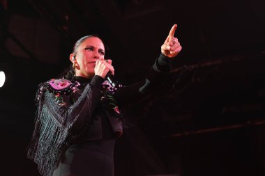 Şarkıcı Maria Pelae, Madrid 'deki La Riviera konserinde 4 Ekim 2024' te sahne aldı.