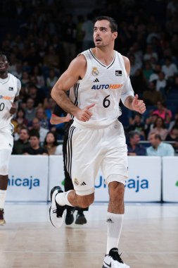 Alberto Abalde  of Real Madrid during ACB Liga Endesa Basketball match between Real Madrid and Casademont Zaragoza at WiZink Center on October 6 2024 in Madrid Spain clipart