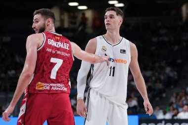 Mario Hezonja  of Real Madrid during ACB Liga Endesa Basketball match between Real Madrid and Casademont Zaragoza at WiZink Center on October 6 2024 in Madrid Spain clipart