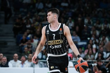 Aleksa Dimitrijevic   of Partizan Mozzart Bet Belgrade  during the EuroLeague  match between Real Madrid and Partizan Belgrade at WiZink Center on October 10 2024 in Madrid Spain clipart