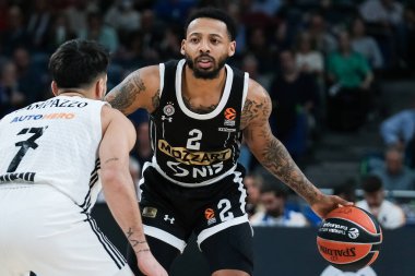 Carlik Jones   of Partizan Mozzart Bet Belgrade  during the EuroLeague  match between Real Madrid and Partizan Belgrade at WiZink Center on October 10 2024 in Madrid Spain clipart