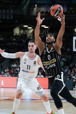Real Madrid ile Partizan Belgrad arasında oynanan EuroLeague karşılaşmasında Partizan Mozzart Bet Belgrad 'dan Brandon Davies, 10 Ekim 2024 tarihinde İspanya' nın başkenti Madrid 'de WiZink Center' da oynandı.