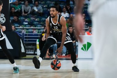 Partizan 'dan Sterling Brown Mozzart Bet Belgrad, Real Madrid ile Partizan Belgrad arasında oynanan EuroLeague karşılaşmasında 10 Ekim 2024 tarihinde İspanya' da WiZink Center 'da oynanan karşılaşmada