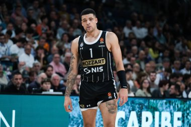 Iffe Lundberg   of Partizan Mozzart Bet Belgrade  during the EuroLeague  match between Real Madrid and Partizan Belgrade at WiZink Center on October 10 2024 in Madrid Spain clipart