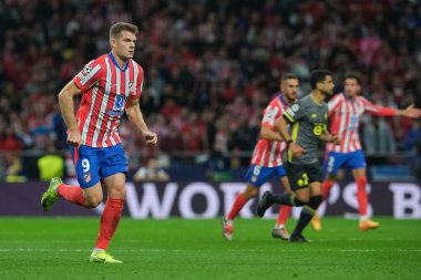 Antoine Griezmann UEFA Şampiyonlar Ligi maçında Atletico de Madrid ve LOSC Lille arasında 23 Ekim 2024 'te Madrid, İspanya' da oynanan stadyumda maç yapmaktadır..