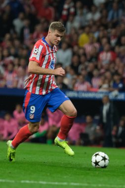 Alexander Sorloth UEFA Şampiyonlar Ligi maçında Atletico de Madrid ve LOSC Lille arasında 23 Ekim 2024 'te Madrid, İspanya' da oynanan stadyumda maç yapıyor..