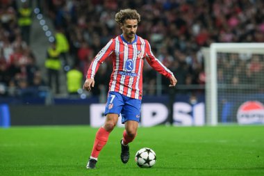 Antoine Griezmann UEFA Şampiyonlar Ligi maçında Atletico de Madrid ve LOSC Lille arasında 23 Ekim 2024 'te Madrid, İspanya' da oynanan stadyumda maç yapmaktadır..