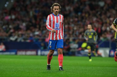 Antoine Griezmann UEFA Şampiyonlar Ligi maçında Atletico de Madrid ve LOSC Lille arasında 23 Ekim 2024 'te Madrid, İspanya' da oynanan stadyumda maç yapmaktadır..