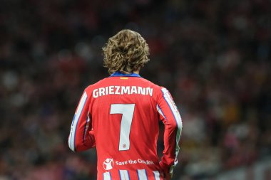 Antoine Griezmann UEFA Şampiyonlar Ligi maçında Atletico de Madrid ve LOSC Lille arasında 23 Ekim 2024 'te Madrid, İspanya' da oynanan stadyumda maç yapmaktadır..