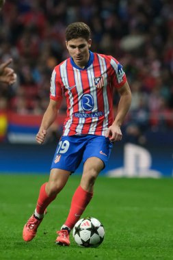 Julian Alvarez UEFA Şampiyonlar Ligi maçında 23 Ekim 2024 'te İspanya' nın başkenti Madrid 'deki stadyumda Atletico de Madrid ile LOSC Lille arasında maç yaptı..