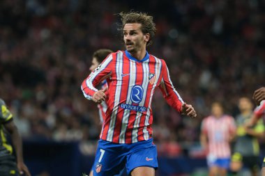 Antoine Griezmann UEFA Şampiyonlar Ligi maçında Atletico de Madrid ve LOSC Lille arasında 23 Ekim 2024 'te Madrid, İspanya' da oynanan stadyumda maç yapmaktadır..