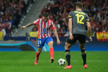 Javi Galan UEFA Şampiyonlar Ligi maçında Atletico de Madrid ve LOSC Lille arasında 23 Ekim 2024 'te Madrid, İspanya' da oynanan stadyumda maç yapıyor..