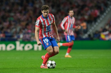 Julian Alvarez UEFA Şampiyonlar Ligi maçında 23 Ekim 2024 'te İspanya' nın başkenti Madrid 'deki stadyumda Atletico de Madrid ile LOSC Lille arasında maç yaptı..