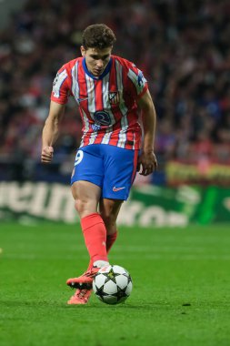 Julian Alvarez UEFA Şampiyonlar Ligi maçında 23 Ekim 2024 'te İspanya' nın başkenti Madrid 'deki stadyumda Atletico de Madrid ile LOSC Lille arasında maç yaptı..