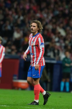 Antoine Griezmann UEFA Şampiyonlar Ligi maçında Atletico de Madrid ve LOSC Lille arasında 23 Ekim 2024 'te Madrid, İspanya' da oynanan stadyumda maç yapmaktadır..