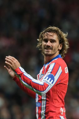 Antoine Griezmann UEFA Şampiyonlar Ligi maçında Atletico de Madrid ve LOSC Lille arasında 23 Ekim 2024 'te Madrid, İspanya' da oynanan stadyumda maç yapmaktadır..
