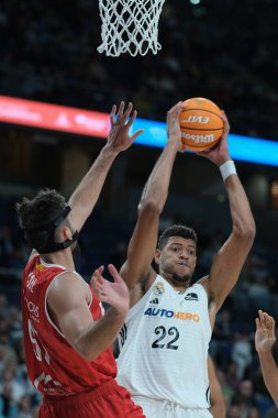 Real Madrid 'den Edy Tavares, Real Madrid ile Basquet Manresa arasında oynanan ACB Liga Endesa Basketbol maçı sırasında 27 Ekim 2024 tarihinde İspanya' nın başkenti Madrid 'de oynanmıştır.