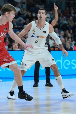 Alberto Abalde  of Real Madrid during ACB Liga Endesa Basketball match between Real Madrid and Basquet Manresa at WiZink Center on October 27 2024 in Madrid Spain clipart