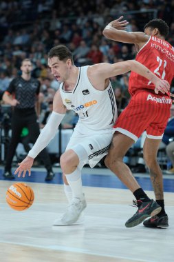 Mario Hezonja  of Real Madrid during ACB Liga Endesa Basketball match between Real Madrid and Basquet Manresa at WiZink Center on October 27 2024 in Madrid Spain clipart