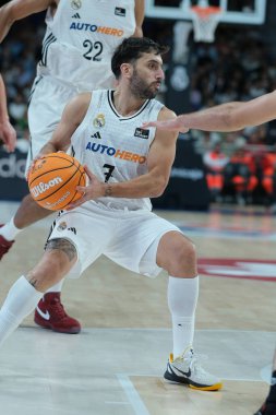 Facu Campazzo  of Real Madrid during ACB Liga Endesa Basketball match between Real Madrid and Basquet Manresa at WiZink Center on October 27 2024 in Madrid Spain clipart