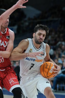 Facu Campazzo  of Real Madrid during ACB Liga Endesa Basketball match between Real Madrid and Basquet Manresa at WiZink Center on October 27 2024 in Madrid Spain clipart