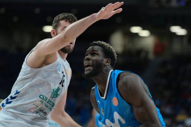 Movistar Estudiantes ve Zamora, Madrid 'deki Wizink Center' da ACB Basketbol Ligi 'nde oynadı. 24 Ekim 2024 İspanya