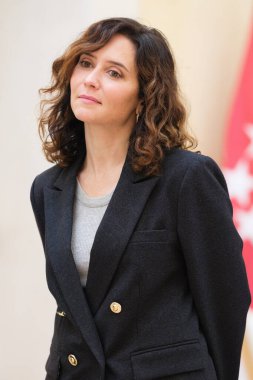  Madrid Topluluğu Başkanı Isabel Diaz Ayuso, Suudi Arabistan 'ın İspanya Büyükelçisi Ekselansları Haifa Bint Abdulaziz Al Mogrin ile 31 Ekim 2024 tarihinde İspanya' nın başkenti Madrid 'de bir araya geldi..