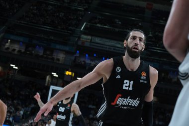 Virtus Segafredo Bologna 'dan Tornike Shengelia 12 Kasım 2024 tarihinde İspanya' nın başkenti Madrid 'de oynanan ve Real Madrid ile Bologna arasında oynanan 9.