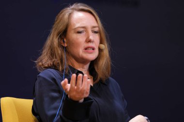 British writer Paula Hawkins during the presentation of her book THE BLUE HOUR at the Telefnica Foundation in Madrid on November 14 2024 Spain clipart