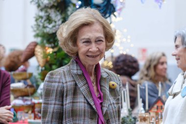 Kraliçe Sofya, 15 Kasım 2024 'te İspanya' da bulunan Palacio de Cibeles 'deki Nuevo Futuro yardım pazarını ziyaret etti.