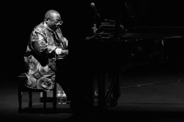 Cyrus Chestnut performs during the JAZZMADRID concert at Conde Duque in Madrid November 17, 2024 Spain clipart