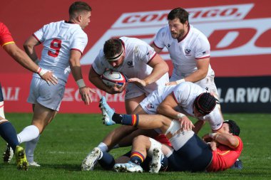 Players in action during the friendly rugby match between the Spanish and United States national teams at the Estadio Nacional Complutense in Madrid November 23, 2024 Spain clipart