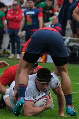 Players in action during the friendly rugby match between the Spanish and United States national teams at the Estadio Nacional Complutense in Madrid November 23, 2024 Spain clipart