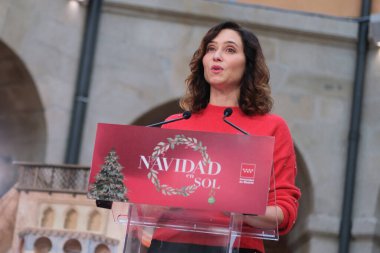  Isabel Diaz Ayuso, Real Casa de Correos 'un doğum sahnesinin açılışı sırasında, 29 Kasım 2024 tarihinde Madrid, İspanya. 