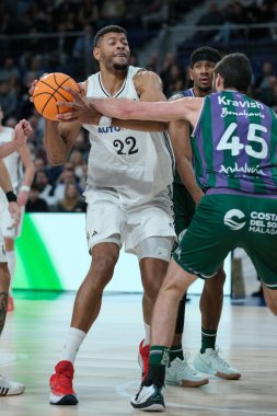 Real Madrid oyuncusu Edy Tavares, Real Madrid - Unicaja maçı sırasında WiZink Center 'da 8 Aralık 2024 tarihinde Madrid İspanya' da oynanmıştır.