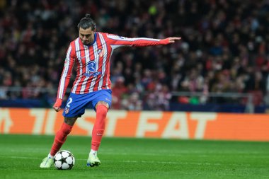 Atletico de Madrid 'den Jose Gimenez UEFA Şampiyonlar Ligi karşılaşmasında Atletico de Madrid ile Slovan Bratislava arasında 11 Aralık' ta Madrid 'deki Metropolitano Stadyumu' nda oynanan karşılaşmada