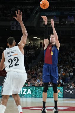 Liga ACB basketbol maçı sırasında Baca 'dan Jan Vesely 29 Aralık 2024 tarihinde Madrid, İspanya' da Real Madrid ve Barca en Wizcenter