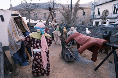 İspanya, Madrid 'de 2 Ocak 2025' te, El Escorial 'daki gerçek boyutlu doğum sahnesinin görüntüsü.