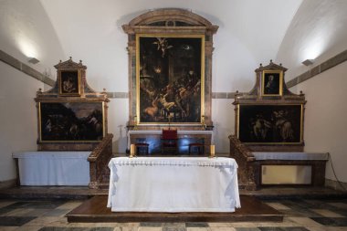 4 Ocak 2025 'te İspanya' da San Lorenzo de El Escorial El Escorial Manastırı 'nın iç manzarası