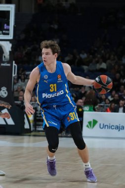 Maccabi Tel Aviv 'den Rokas Jokubaitis 14 Ocak 2025 tarihinde İspanya' nın Movistar Arena kentinde Real Madrid ile Maccabi Tel Aviv arasında oynanan EuroLeague karşılaşmasında
