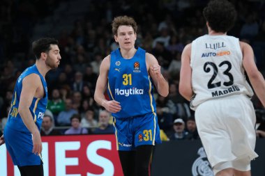 Maccabi Tel Aviv 'den Rokas Jokubaitis 14 Ocak 2025 tarihinde İspanya' nın Movistar Arena kentinde Real Madrid ile Maccabi Tel Aviv arasında oynanan EuroLeague karşılaşmasında