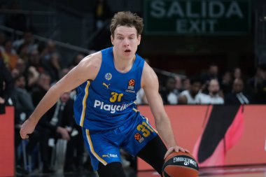 Maccabi Tel Aviv 'den Rokas Jokubaitis 14 Ocak 2025 tarihinde İspanya' nın Movistar Arena kentinde Real Madrid ile Maccabi Tel Aviv arasında oynanan EuroLeague karşılaşmasında