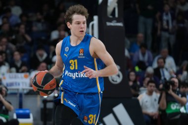 Maccabi Tel Aviv 'den Rokas Jokubaitis 14 Ocak 2025 tarihinde İspanya' nın Movistar Arena kentinde Real Madrid ile Maccabi Tel Aviv arasında oynanan EuroLeague karşılaşmasında